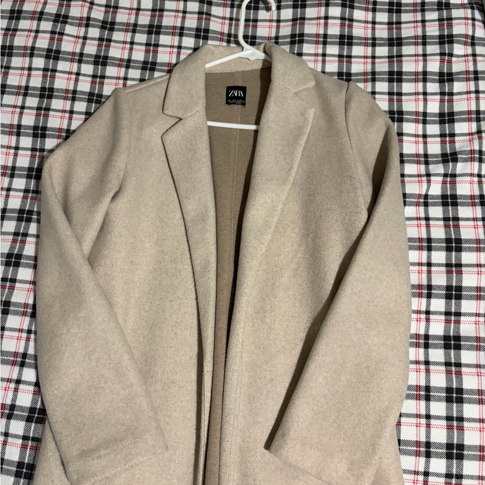 Zara Beige Cream Long Coat - Picture 3 of 4